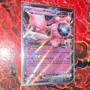 Pokemon Team Rocket's Mewtwo EX Card - Red and Pink